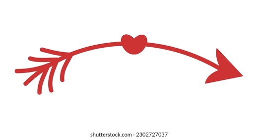Elemento de flecha de corazón. Flechas dibujadas a mano con corazones, elementos de diseño para el día de San Valentín y diseño de bodas