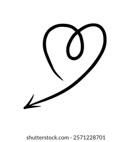 The heart is an arrow. An element of Valentine's Day celebration