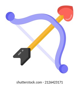 Heart with arrow, flat design of heart arrow


