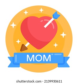 Heart arrow flat icon, mother day love 

