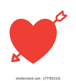 heart with arrow flat style icon design of love passion and romantic theme Vector illustration