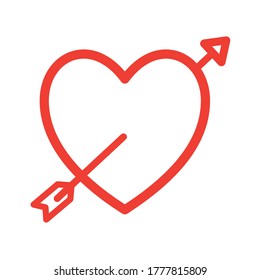 heart with arrow flat style icon design of love passion and romantic theme Vector illustration