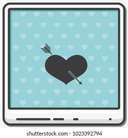Heart with arrow flat vector icon. Valentines day concept. Love you illustration.