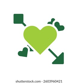 Heart and Arrow, Green Love, Creative Icon Symbol