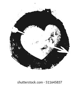 Heart with arrow grunge style