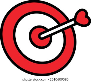 Heart Arrow Hitting Red Target Icon for Love and Goal Concept