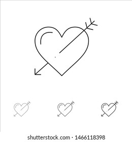Heart, Arrow, Holidays, Love, Valentine Bold and thin black line icon set. Vector Icon Template background