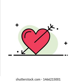 Heart, Arrow, Holidays, Love, Valentine  Business Flat Line Filled Icon Vector Banner Template. Vector Icon Template background