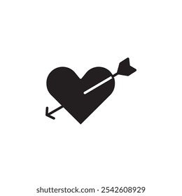 Heart with arrow icon black and white vector sign