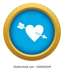 Heart with arrow icon blue vector isolated on white background for any design
