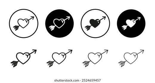 Corazón con icono de flecha Colección de Vector de contorno delgado plano