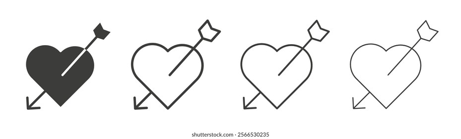 Heart with arrow icon collection for website design, app, UI design.