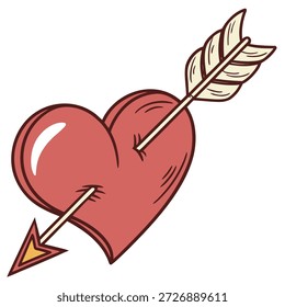 Coração com ícone de seta, coração cupido com ícone de vetor de seta.