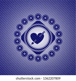 heart with arrow icon with denim texture