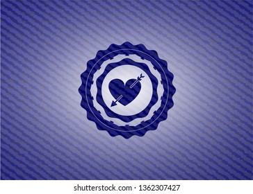 heart with arrow icon with denim texture