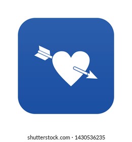 Heart with arrow icon digital blue for any design isolated on white vector illustration