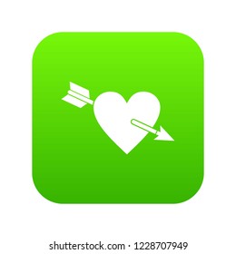 Heart with arrow icon digital green for any design isolated on white vector illustration