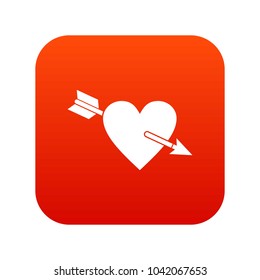 Heart with arrow icon digital red for any design isolated on white vector illustration