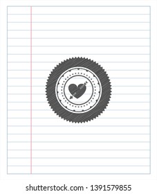 heart with arrow icon draw (pencil strokes). Vector Illustration. Detailed.