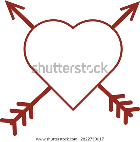 Heart with Arrow Icon featuring Cupid Arrow, Love Symbol, Romance Valentine Affection and Relationship Icons in Color, Black Flat and Line Style Isolated on Transparent Background