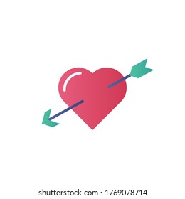heart arrow icon flat design vector illustration full color. isolated on white background
