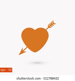Heart and Arrow icon, flat design best vector icon