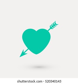 Heart and Arrow icon, flat design best vector icon