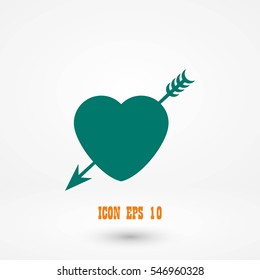 Heart and Arrow icon, flat design best vector icon