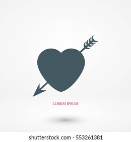 Heart and Arrow icon, flat design best vector icon