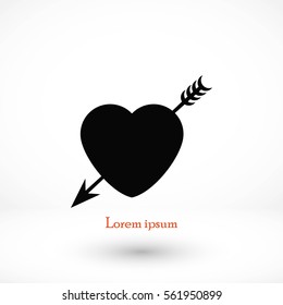 Heart and Arrow icon, flat design best vector icon