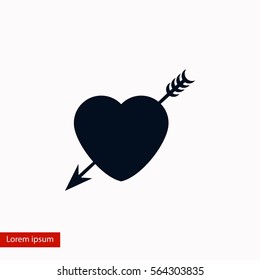 Heart and Arrow icon, flat design best vector icon
