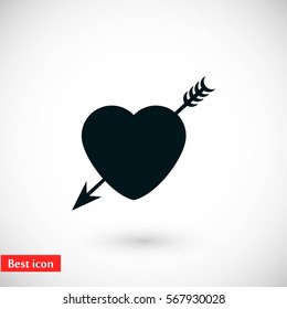 Heart and Arrow icon, flat design best vector icon