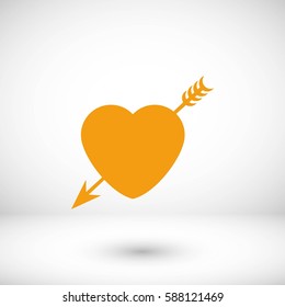 Heart and Arrow icon, flat design best vector icon