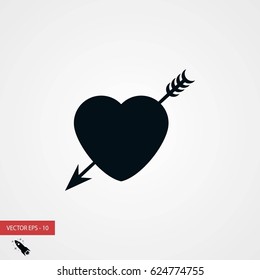 Heart and Arrow icon, flat design best vector icon