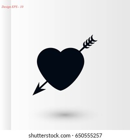 Heart and Arrow icon, flat design best vector icon