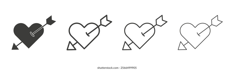 Heart with arrow icon flat and linear vector illustration on white background.