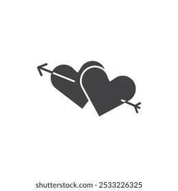 Heart with arrow icon Flat simple outline set