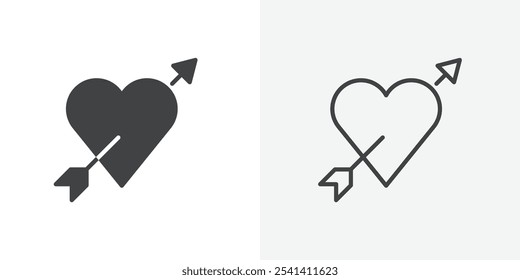 Corazón con icono de flecha plano y diseño de conjunto simple