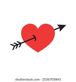 Heart with arrow icon in flat style. Valentines day vector illustration on isolated background. Amour sign business concept.