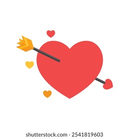 Heart with arrow icon in flat style. Valentines day vector illustration on isolated background. Amour sign business concept.