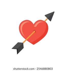 Heart with arrow icon in flat style. Valentines day vector illustration on isolated background. Amour sign business concept.