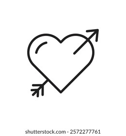 Heart with arrow icon Flat vector set outline