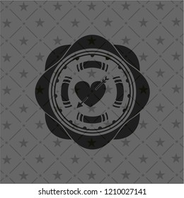 heart with arrow icon inside black emblem. Vintage.