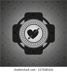 heart with arrow icon inside dark badge or emblem