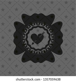 heart with arrow icon inside dark badge or emblem
