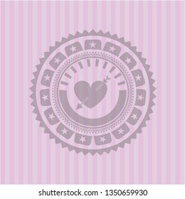 heart with arrow icon inside pink emblem. Retro