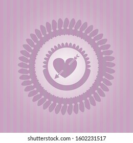 heart with arrow icon inside pink emblem