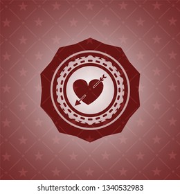 heart with arrow icon inside red emblem. Retro