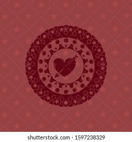 heart with arrow icon inside red emblem. Retro
