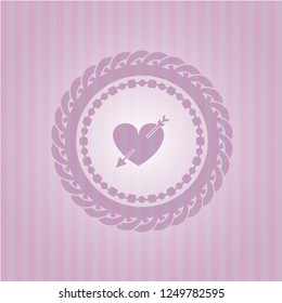 heart with arrow icon inside retro style pink emblem